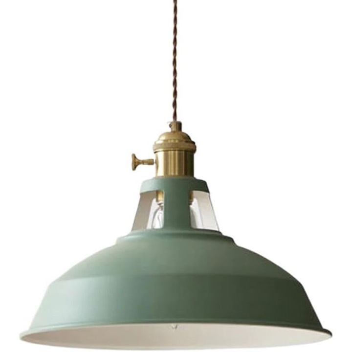 Lustra suspendata, design nordic, cu abajur verde cupru, E27, reglabila, 120cm