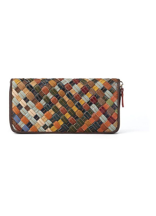 Portofel dama piele naturala multicolor 19.5x10x3cm capacitate mare cu fermoar