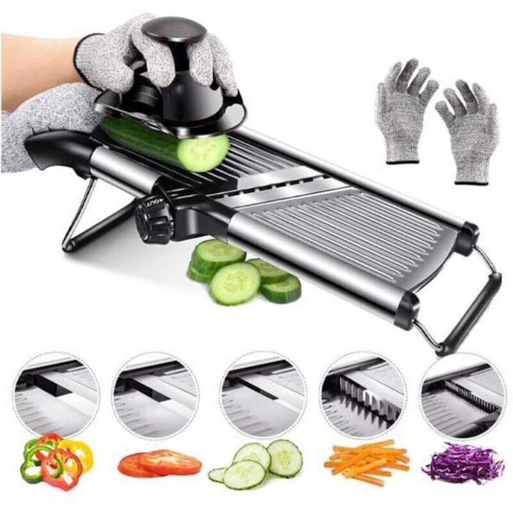 Feliator manual reglabil, inox, multifunctional, alb, 1-9mm