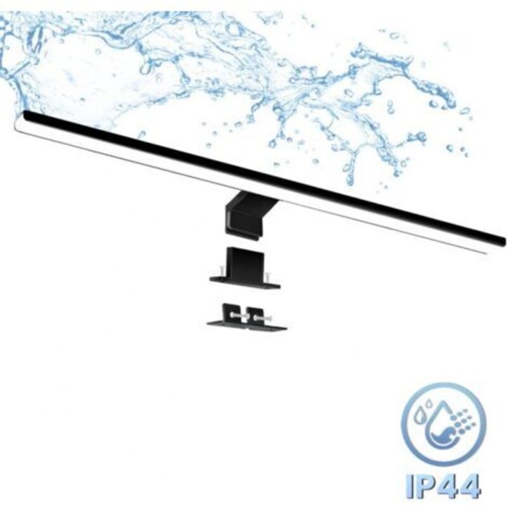LED огледална лампа 60x12x0.45cm неутрално бяла 4000K 12W IP44 черна