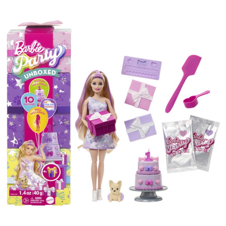 Комплект кукла Barbie Party Reveal и фигурка на френски булдог, 4 години