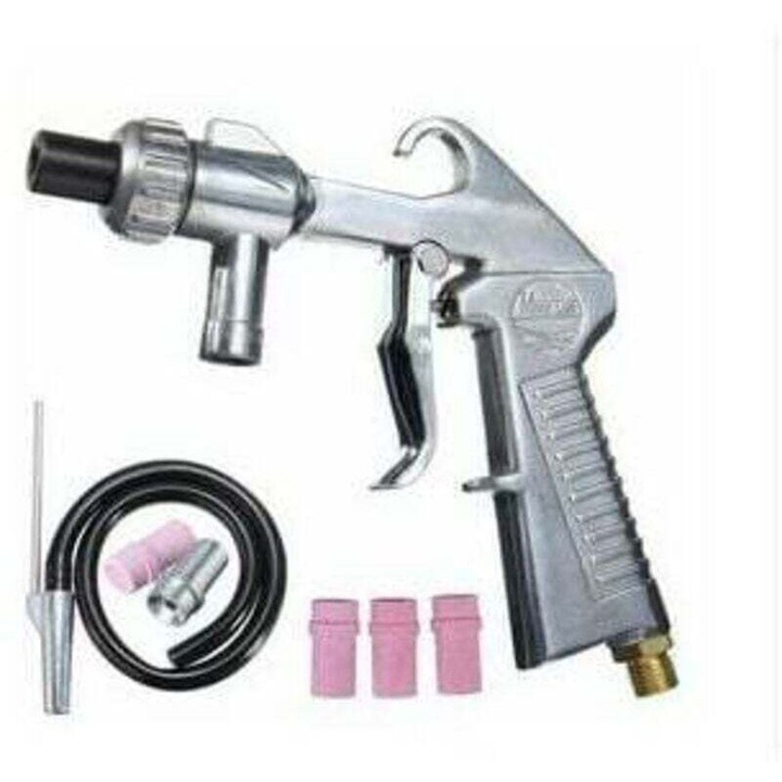 Pistol sablare pneumatic set 4 duze ceramice argintiu 150x135mm