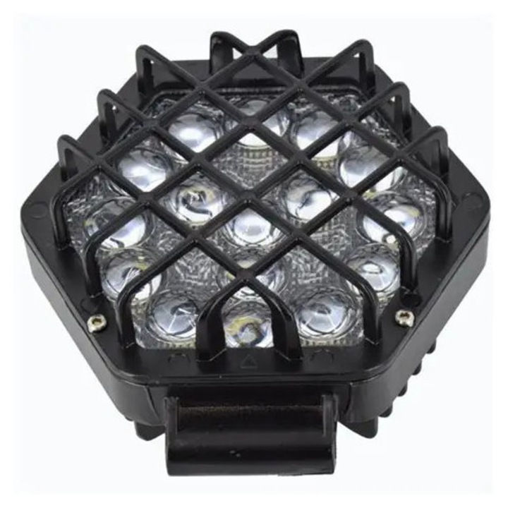 LED Autó Projektor 48W Rács Védelemmel – 16 LED, Flood Típus, 12-24V (16 cm)