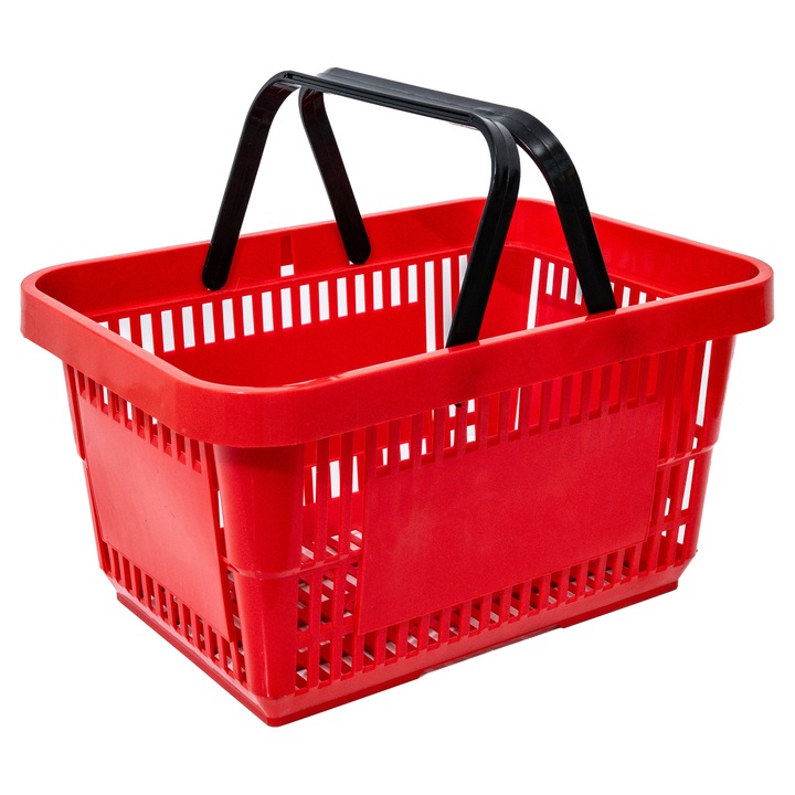 Cos de cumparaturi de mana Handlekraft®, 28 L, manere duble, plastic rezistent, rosu