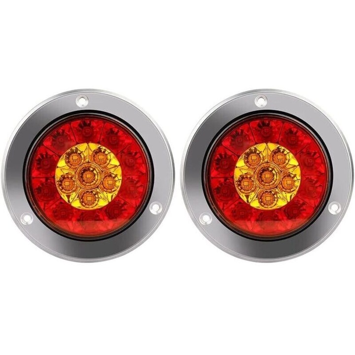Lumina spate remorca rotunda LED 4x4 inch rosu-galben multifunctional