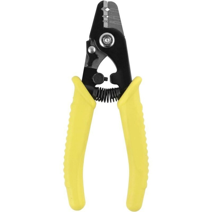 Optikai szál csupaszító fogó, szénacél, PVC markolat, 3 lyuk, sárga, 15,2 cm, 1 db