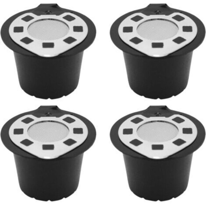 Set 4 capsule cafea reutilizabile inox 37x25x30mm