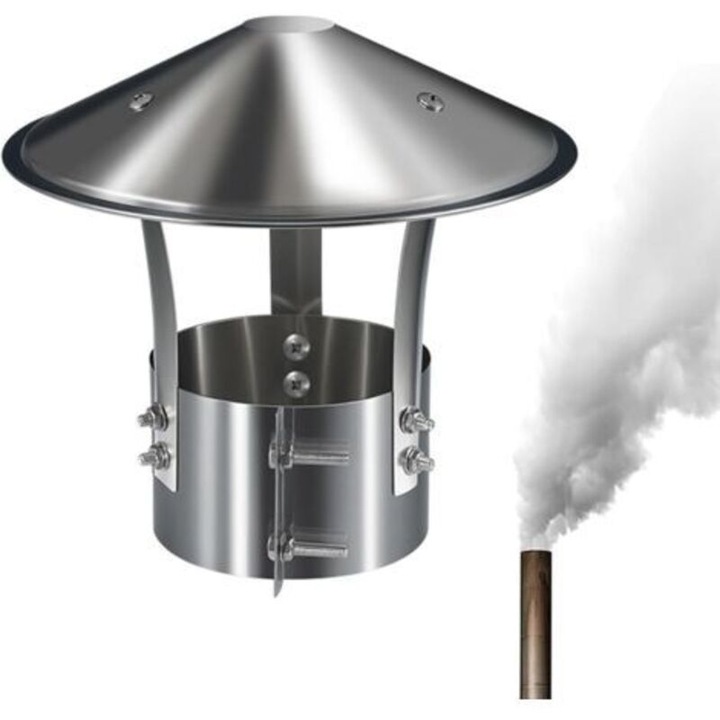 Capac cos fum inox, rezistent ploaie si zapada, 110mm