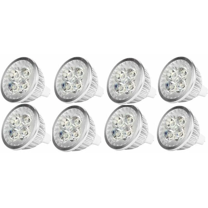 Комплект 8 LED крушки MR16 12V 4W студено бяло 0.53x0.7cm