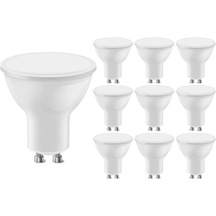 Комплект от 10 LED крушки GU10 4.7W топло бяла светлина 36° недимируеми
