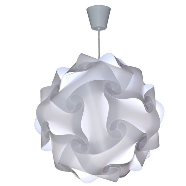 Lustra suspendata DIY, 30x30cm, alb, cu bec LED E27 12W