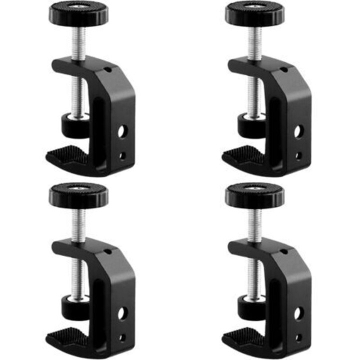 Set 4 cleme tip C, aluminiu, reglabile, antiderapante, 14x6cm