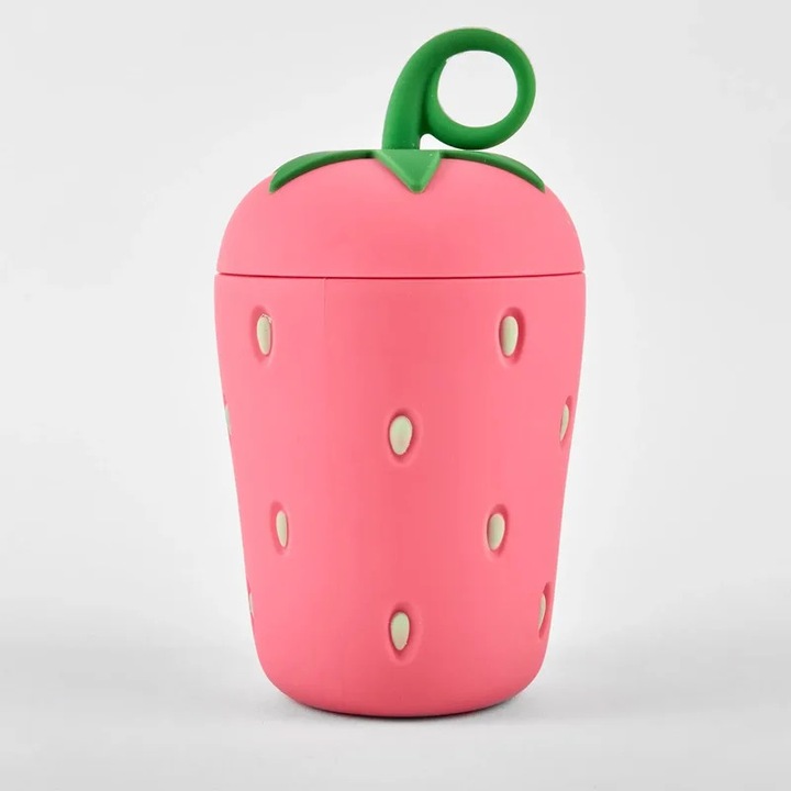 Бутилка за вода 'Strawberry' 300 мл за деца, розова, пластмасова
