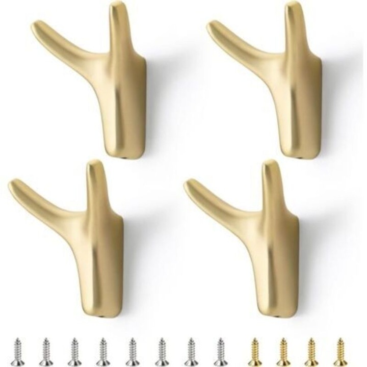 Set 4 cuiere duble vintage, zinc auriu, 40g, 8x4cm