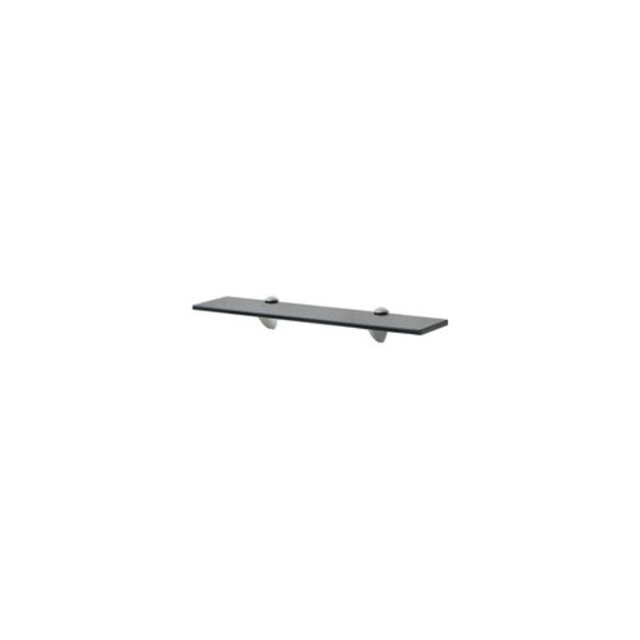 Edzett üveg polc 60x20cm fekete cink tartóval 8mm teherbírás 10kg