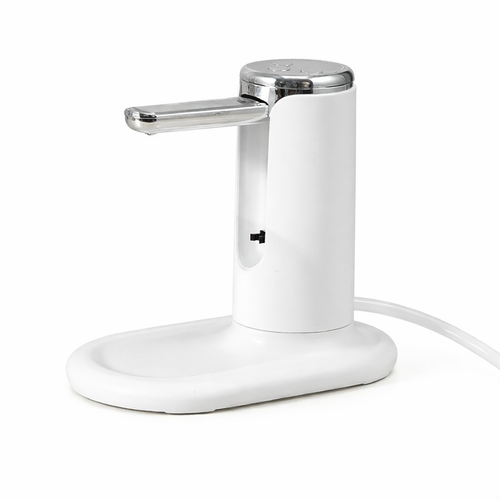 Elektromos vízadagoló, asztali tartóval, USB Type-C, automata adagolás, fehér