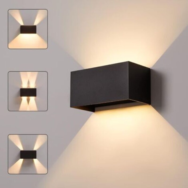 LED аплик за стена, 24W, топло бяло, алуминий, 20x10x10см, IP65