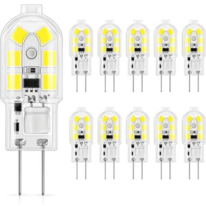 Bec LED G4 12V 1.5W 6000K hideg fehér 12x37.4mm szett 10 darab