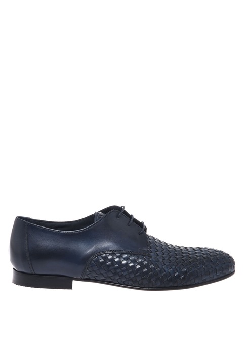 Baldinini, Pantofi de piele cu sireturi, Albastru, 46