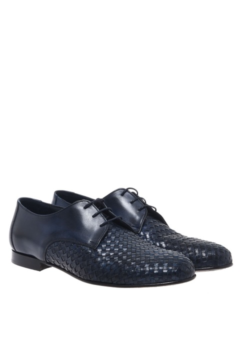 Baldinini, Pantofi de piele cu sireturi, Albastru, 46