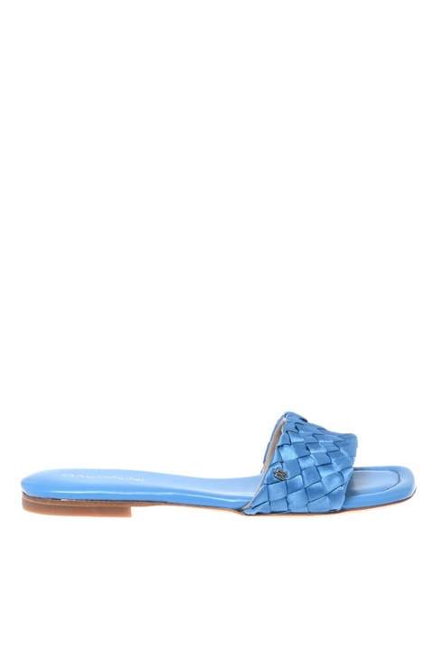 Baldinini, Papuci din satin cu aspect tesut, Albastru deschis, 35