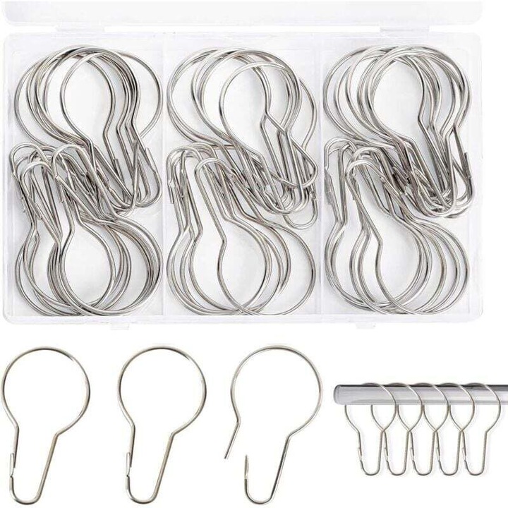 Set 40 inele metalice pentru perdele, argintiu, 4cm