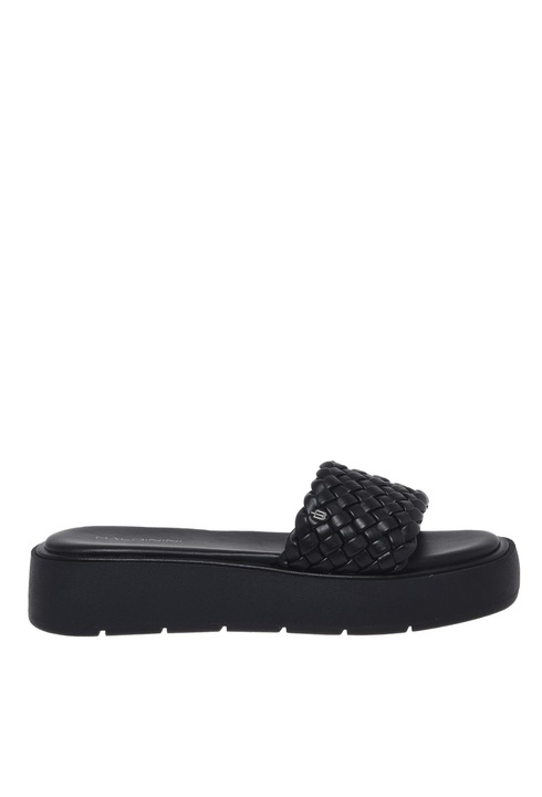 Baldinini, Papuci cu aspect impletit, varf patrat si paltforma, Negru, 37