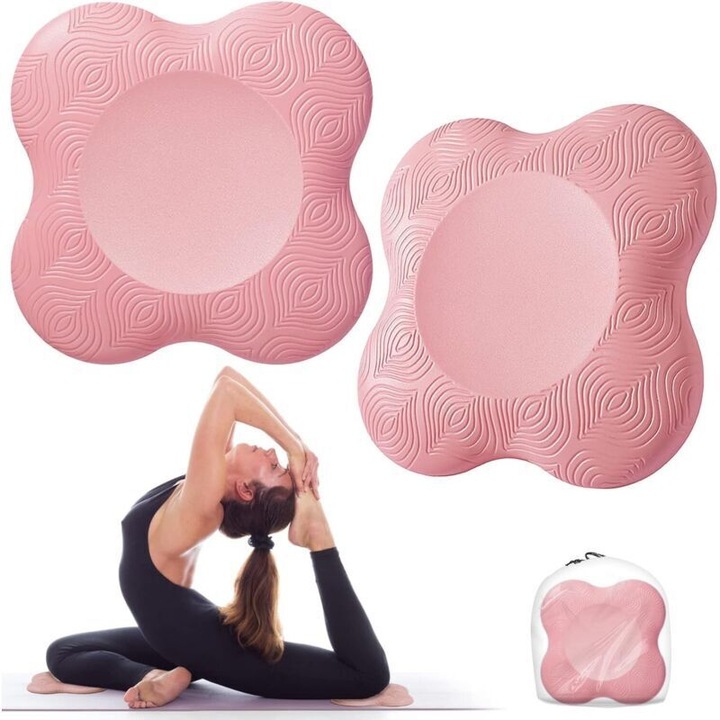 Set 2 saltele yoga, spuma PU ecologica, antiderapant, 19.5x19.5x1cm