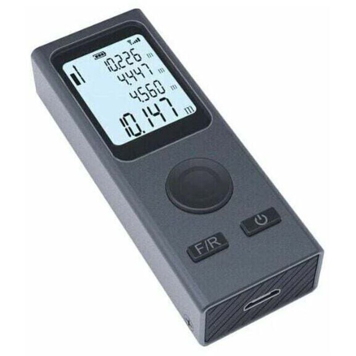 Telemetru laser digital 30m, compact, reincarcabil, negru, 13x21x56mm