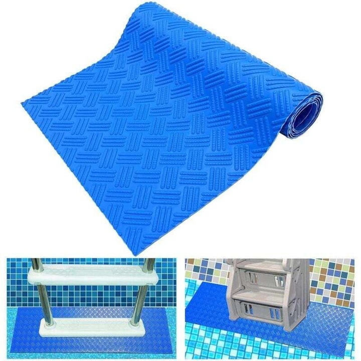 Covoras antiderapant pentru scara piscina, albastru, 60x23cm