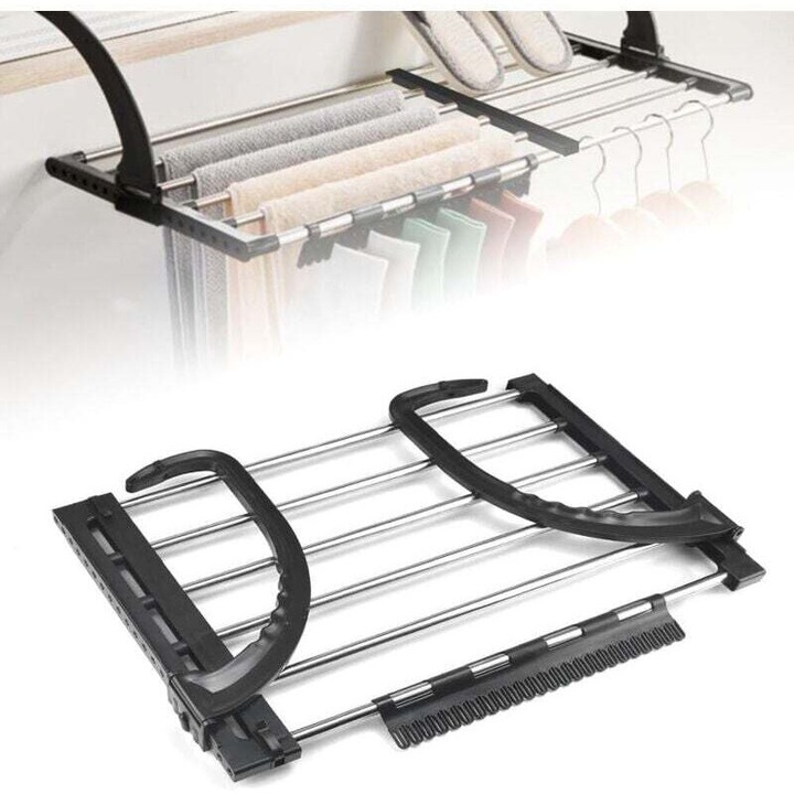 Uscator rufe balcon telescopic pliabil inox 51-95x39x4cm cu clipsuri