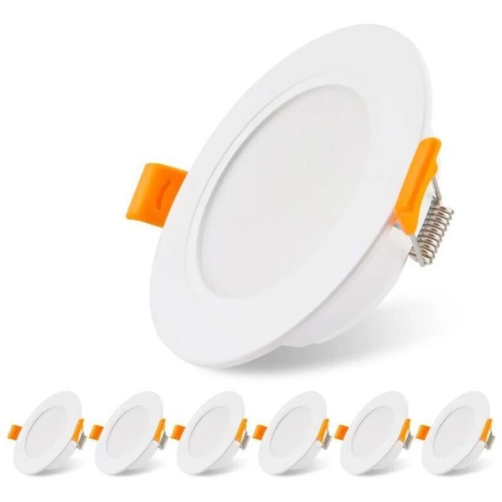 Set 6 spoturi LED incastrate, 5W, 3000K, alb, 100x30mm