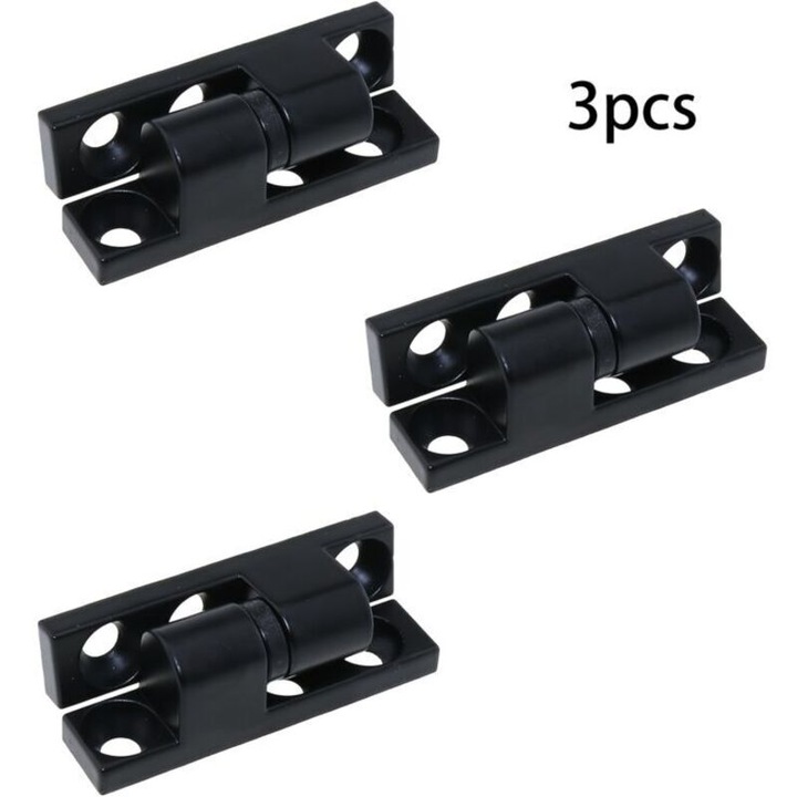 Set 3 balamale metalice negre rezistente cu mecanism pliabil detasabil, design modern, 3D-Arch, dimensiuni standard