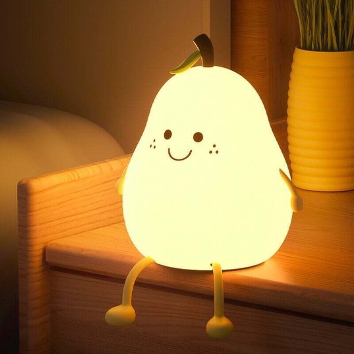 LED éjjeli lámpa, 7 szín, USB töltés, érintésérzékeny fényerőszabályzó, szilikon, 11.7x11.4x13cm