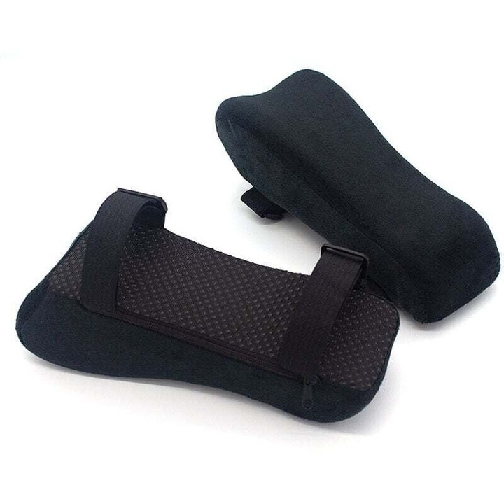 Set 2 perne suport brat birou spuma memorie negre 25x8x6cm