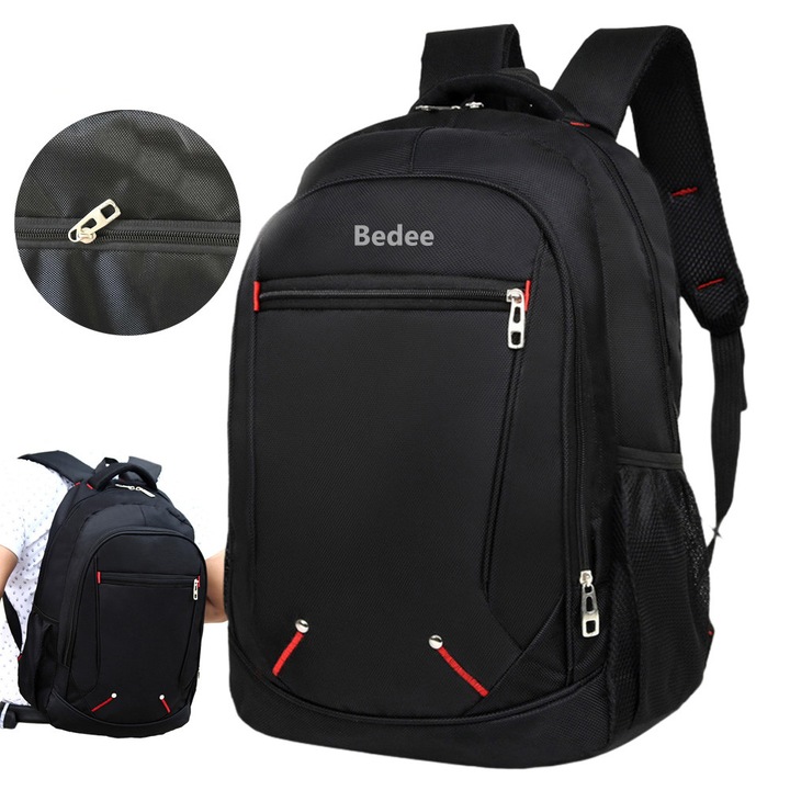 Rucsac pentru laptop, Bedee, geanta de umar cu capacitate mare, geanta multifunctionala unisex durabila, geanta de calatorie, geanta sport, geanta casual, rucsac business, potrivit pentru munca, studiu, calatorii si drumetii, negru