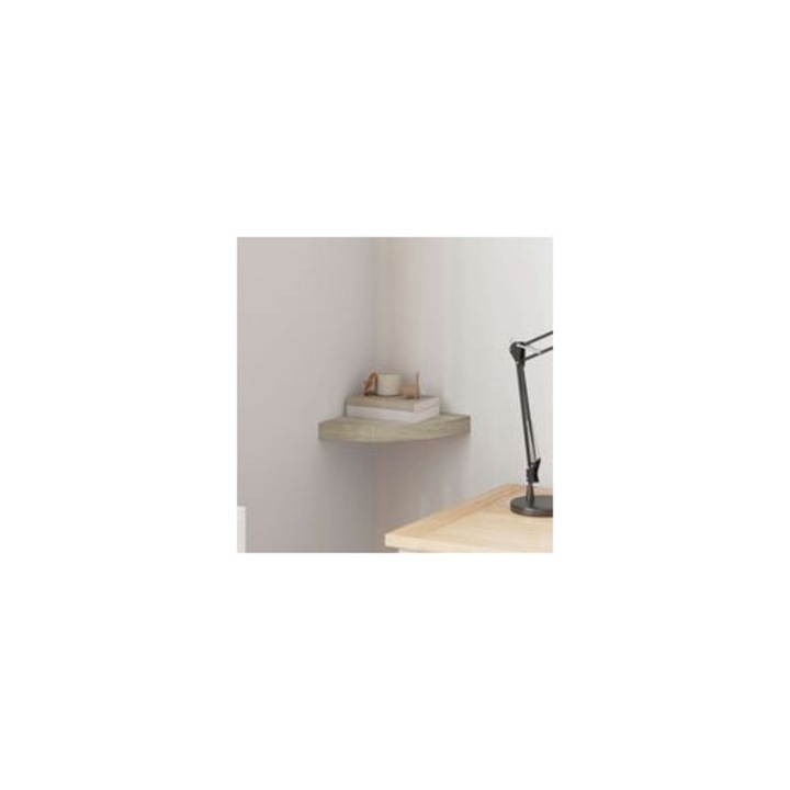 Комплект от 2 ъглови рафта, MDF бук, метал, 25x25x3.8см