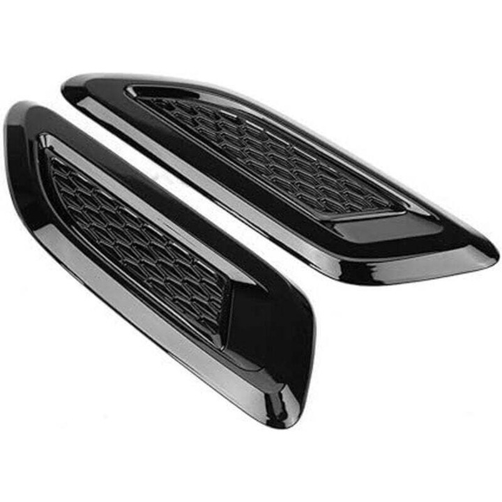 Ornament universal ventilatie capota auto, ABS, negru, 2 buc