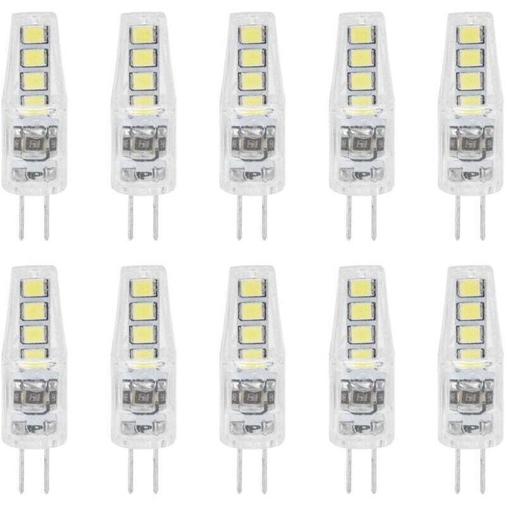 10 db G4 2W 220V fehér LED izzó készlet 37x10mm