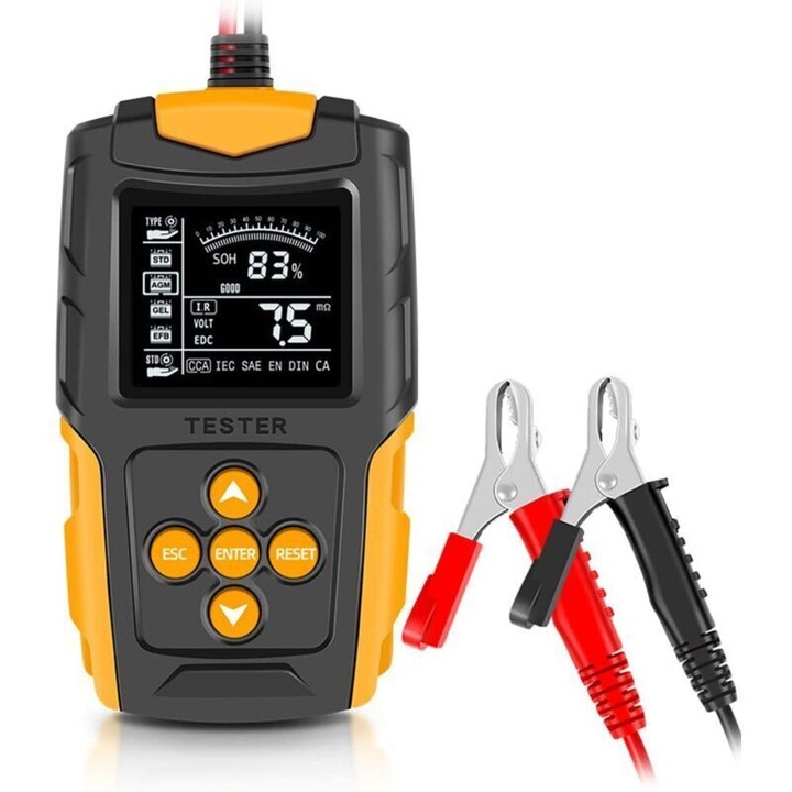 Tester baterie auto digital 12V 24V LCD pentru masina camion motocicleta