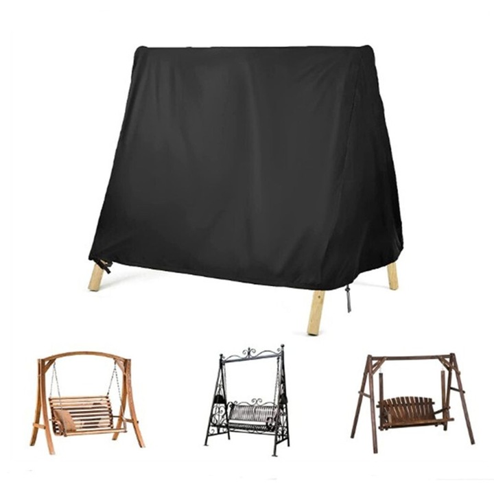 Husa pentru leagan de gradina k0367-0611-HS7028, rezistenta la apa din 210D Oxford cu cordon ajustabil, negru, 182 x 139 x 170 cm