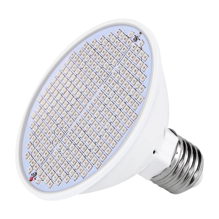 LED lámpa növényekhez, 300 LED, piros-kék spektrum, 18W, E27, 180 fokos szög, 50.000h, beltéri