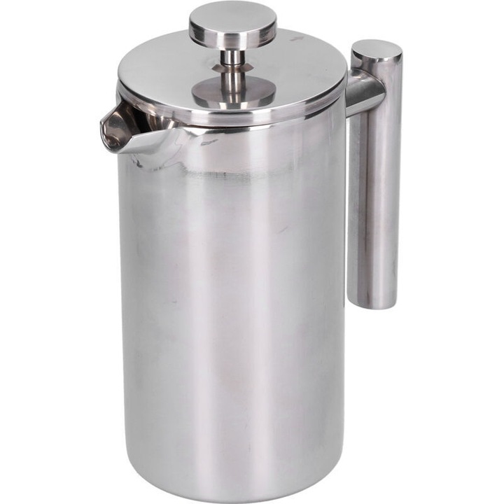 French press kávéfőző, duplafalú, rozsdamentes acél, 800ml, ezüst