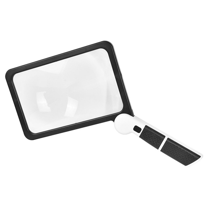 Lupa cu LED 3X, 48 LED-uri, 3 moduri luminozitate, marire 5X, alba, dimensiuni ajustabile