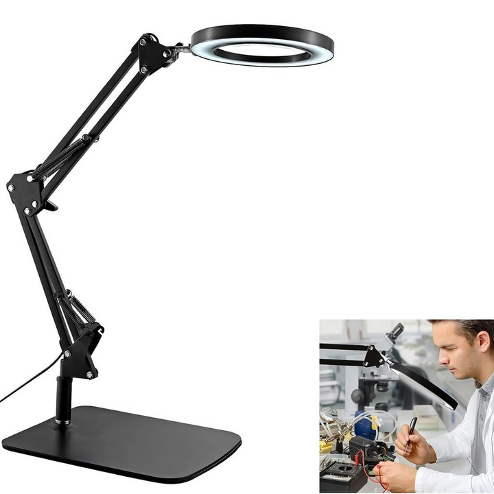 Lupa cu lumina LED, 30x, 3 culori, 10 niveluri luminozitate, 10x15cm