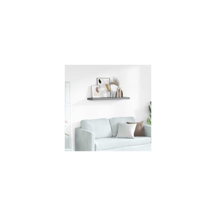 2 db szürke fali polc 90x23.5x3.8 cm MDF fém