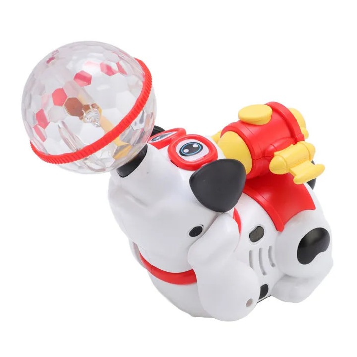 Jucarie interactiva caine electric cu lumina muzica si spray pentru copii