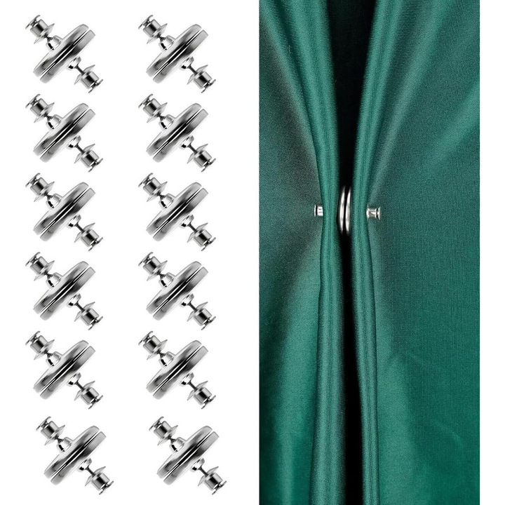 Set 24 cleme magnetice pentru perdele, argintiu, rezistent la rugina, durabil