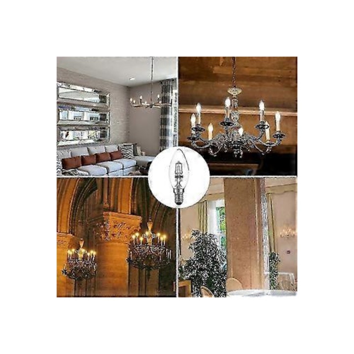 Halogén izzó E14 C35 42W szabályozható meleg fehér 35x98mm 10 db-os készlet