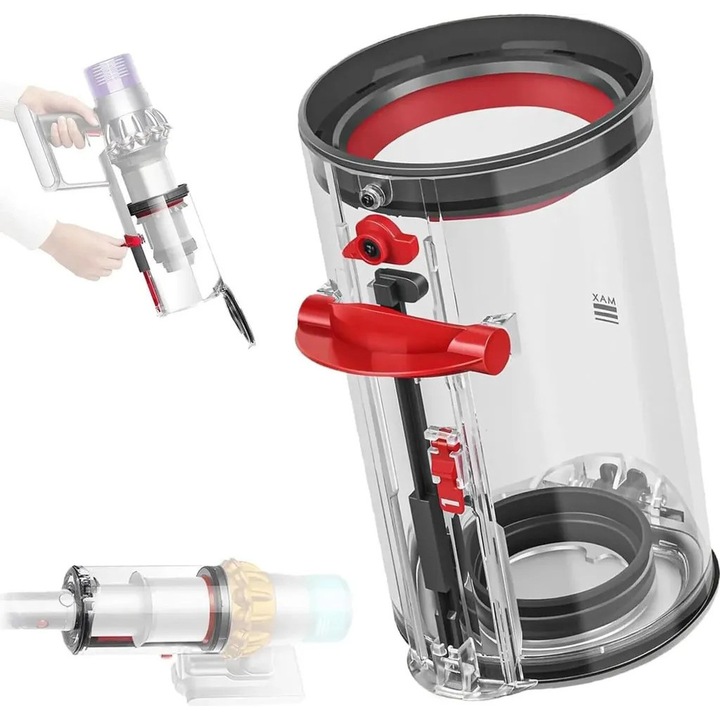 Recipient praf pentru aspirator, inlocuitor, 11.5x19.6cm, plastic, compatibil Dyson V11 V15 SV14 SV15 SV22
